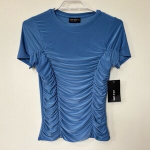 ✨Liz & Sara Ruched Blue Tee - Size L